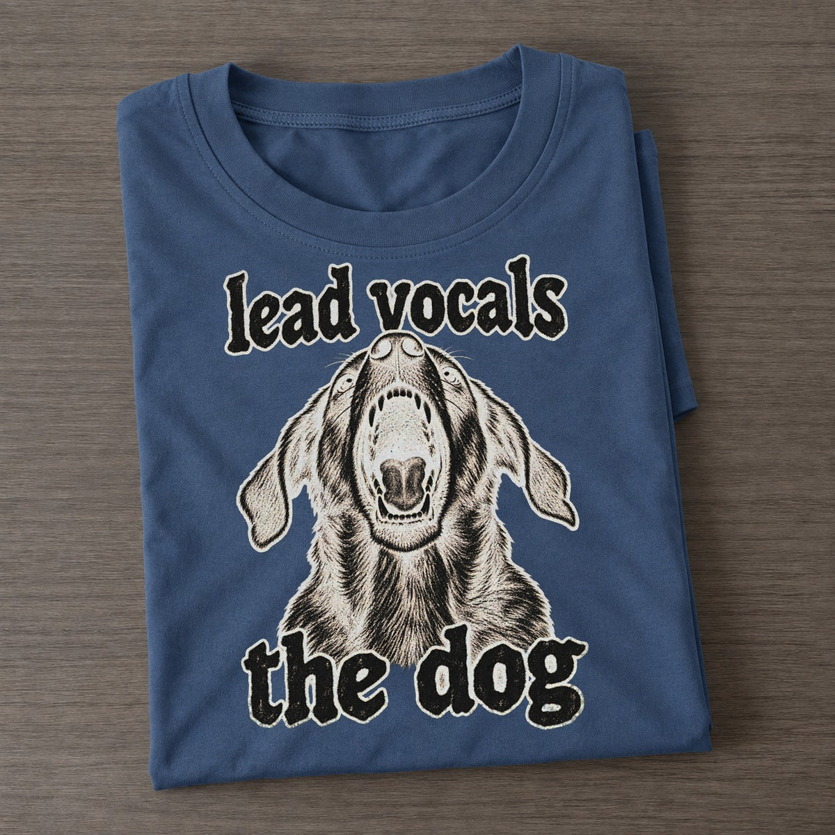 A Dog Head Thrown Back Mid Bark Seen From Slightly Below Bark For Me Classic T-shirt – Twilight Navy