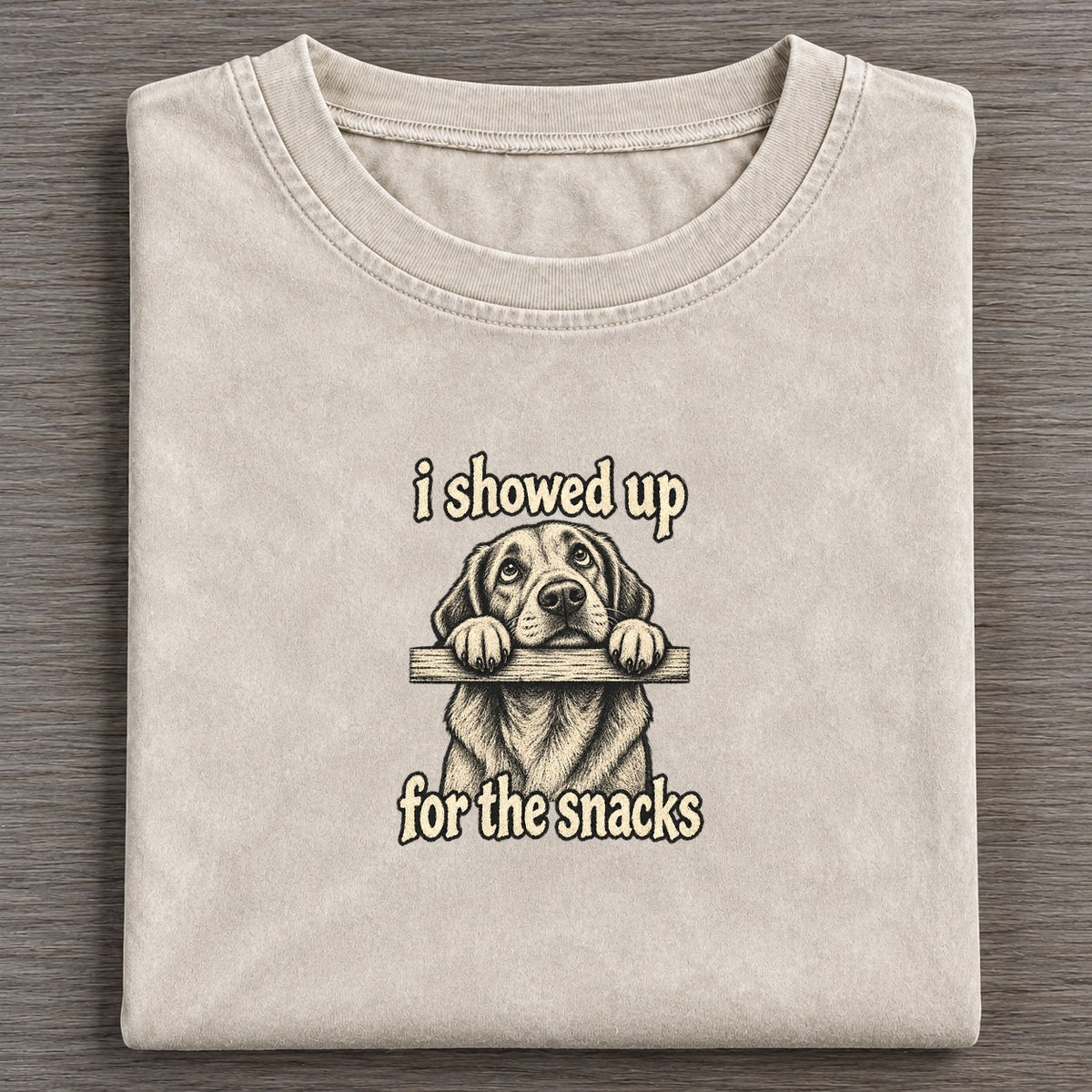 A Dog With Its Chin Resting On The Edge Of A Table Eyes Raised Bark For Me Vintage T-shirt – Off White