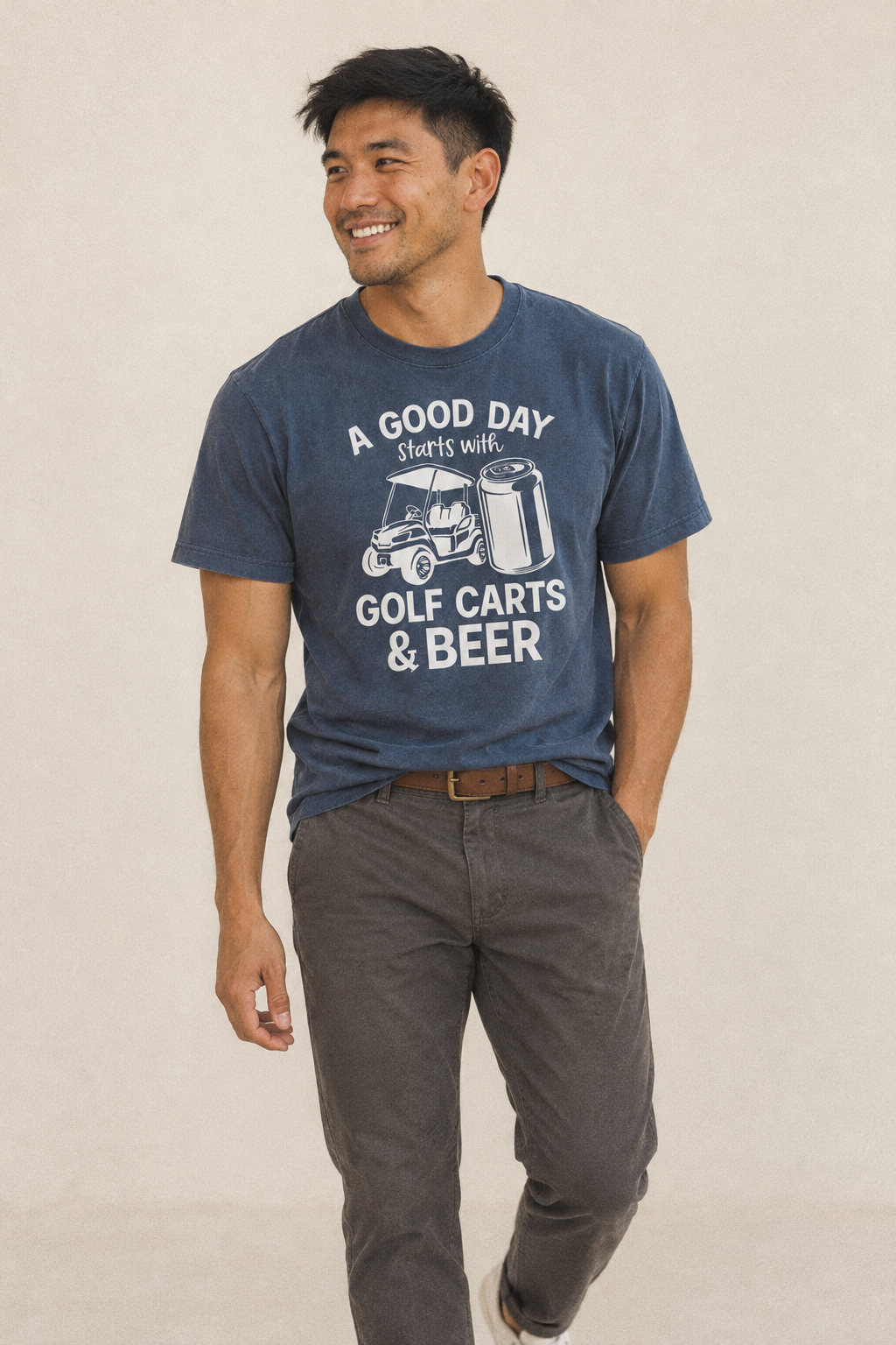 A Good Day Starts With Golf Carts And Beer Classic T-shirt – studio model photo