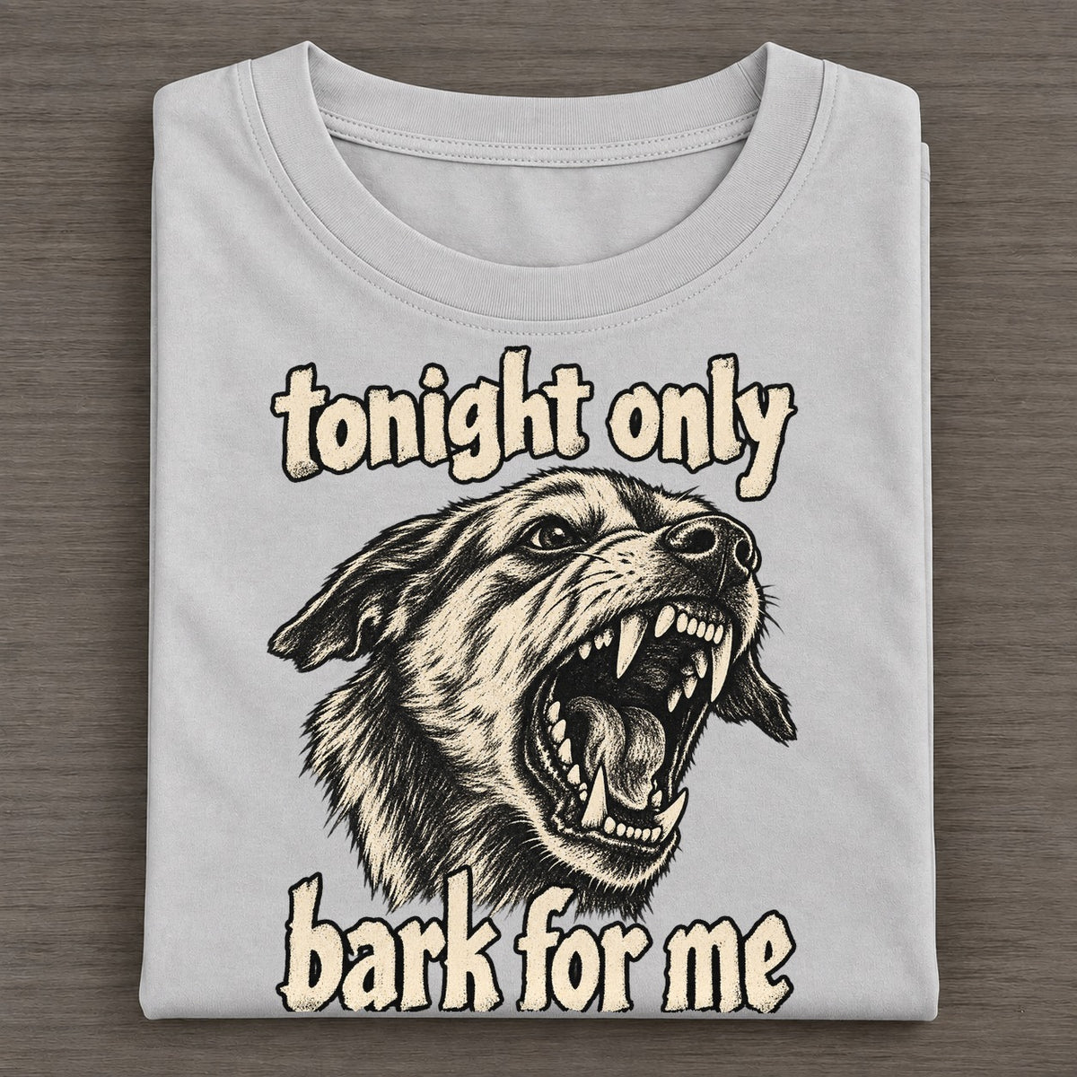 A Snarling Dog Head In Three Quarter View Jaws Wide On Bared Fangs Bark For Me Classic T-shirt – Grey