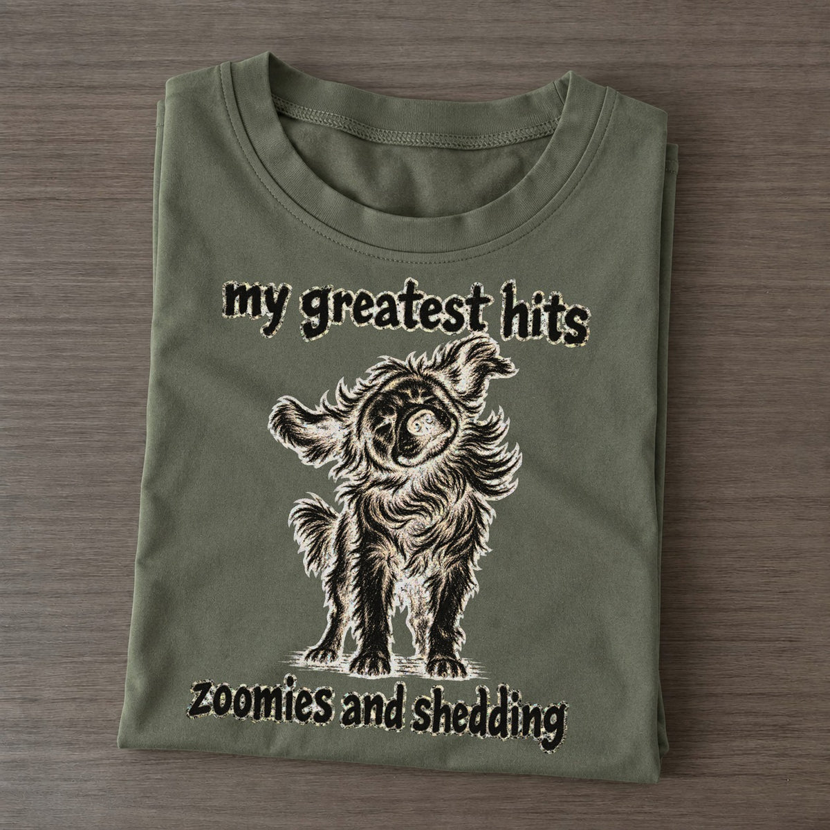 A Thick Coated Dog Mid Shake Body Twisting Coat Flung Outward Bark For Me Classic T-shirt – Army Green