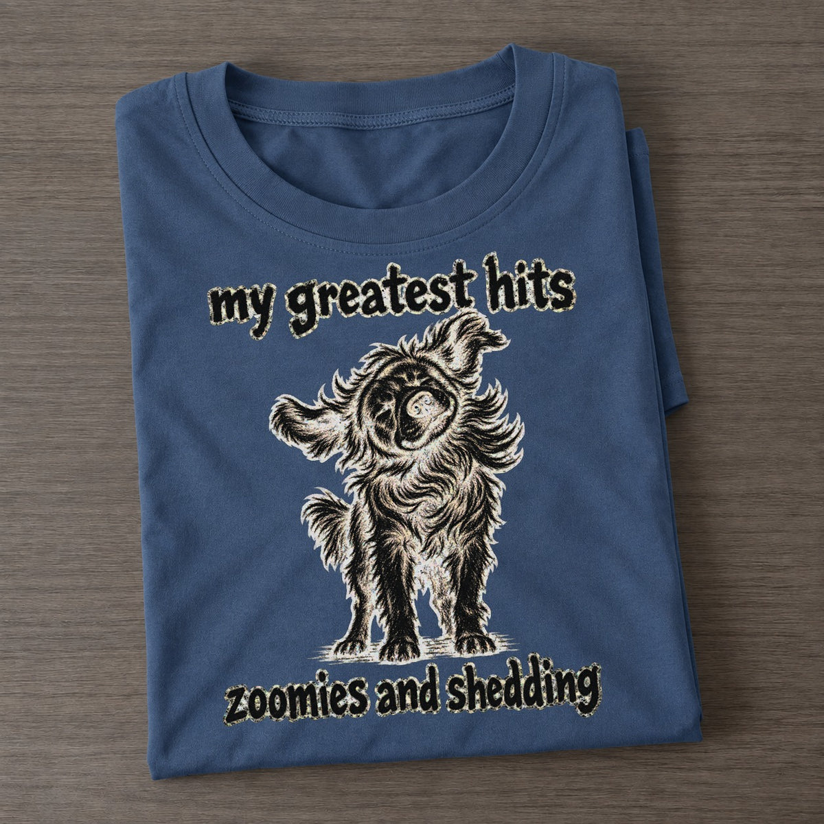 A Thick Coated Dog Mid Shake Body Twisting Coat Flung Outward Bark For Me Classic T-shirt – Twilight Navy