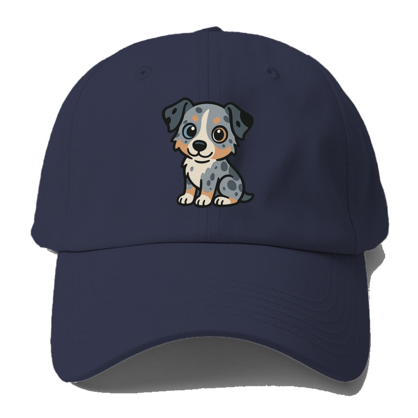 australian shepherd blue merle sitting pose with heterochromia portrait design Hat