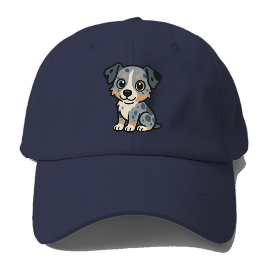 australian shepherd blue merle sitting pose with heterochromia portrait design Hat