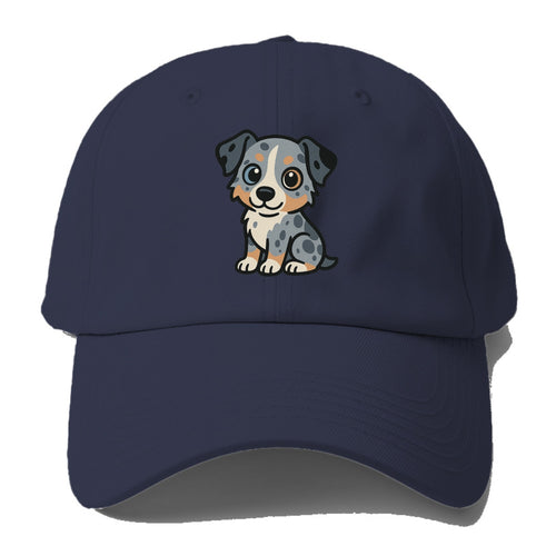 Australian Shepherd Blue Merle Sitting Pose With Heterochromia Portrait Design Baseball Cap For Big Heads
