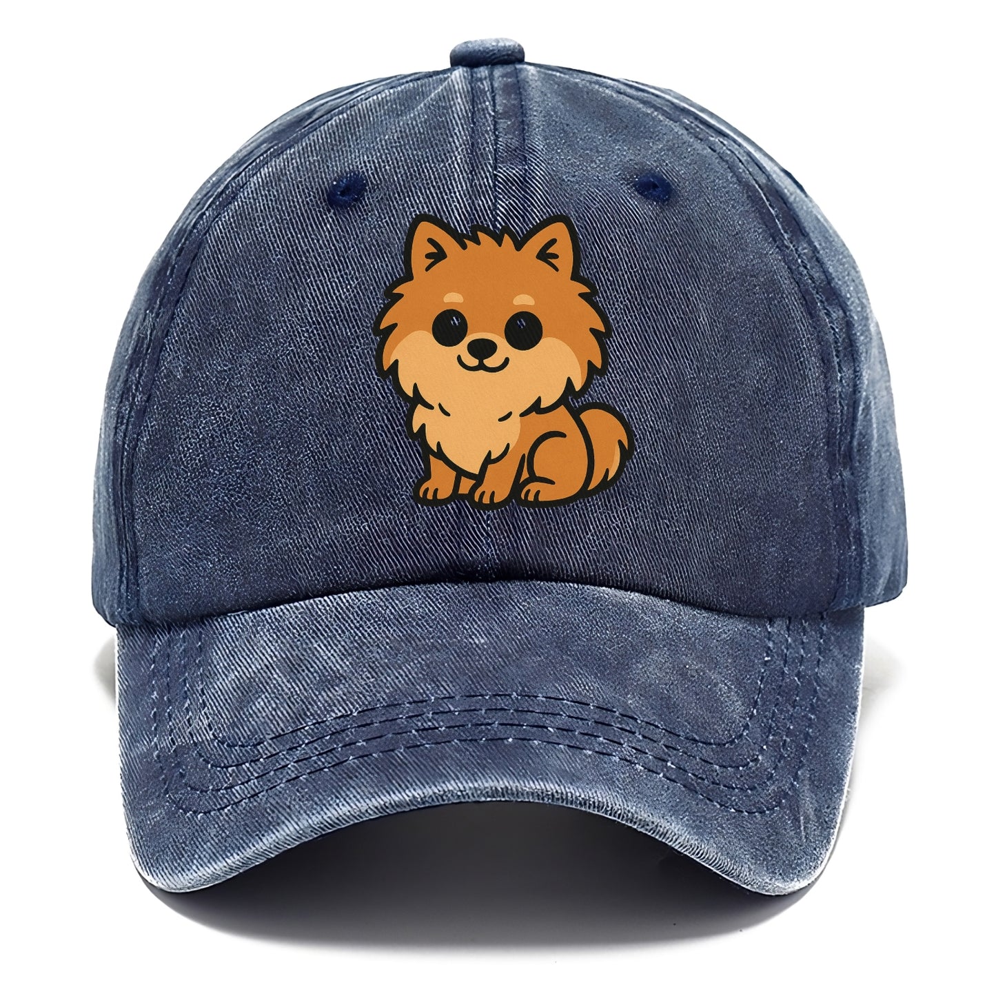 pomeranian orange fluffy sitting pose portrait design Hat