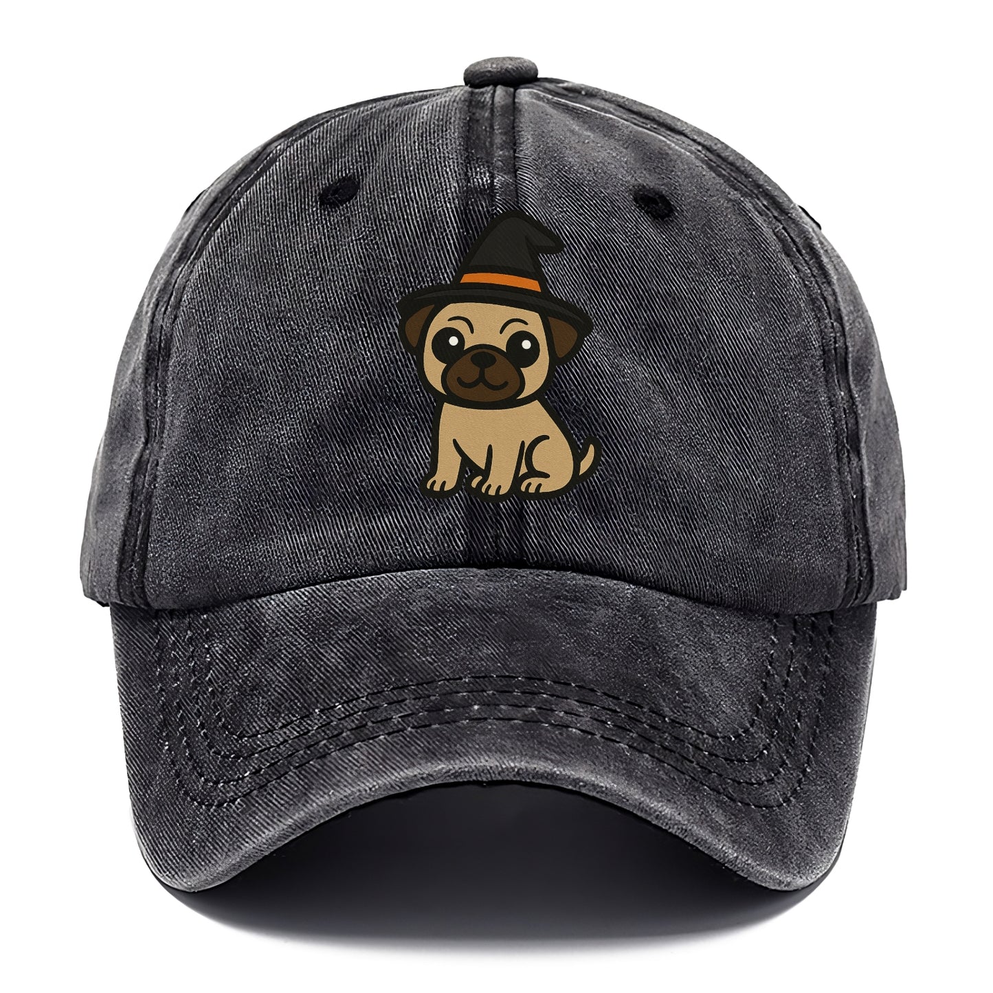 pug wearing witch hat halloween theme portrait design Hat