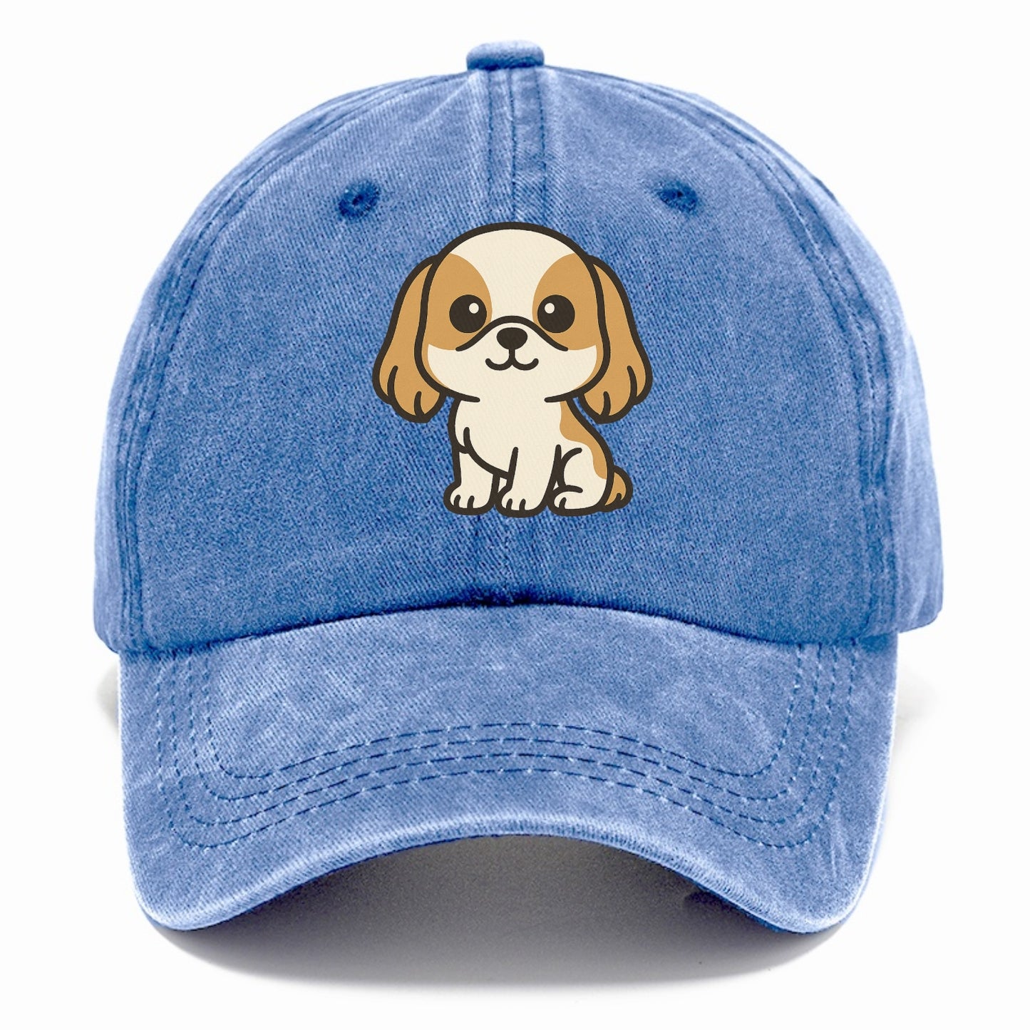 shih tzu white and gold sitting pose with long ears portrait design Hat