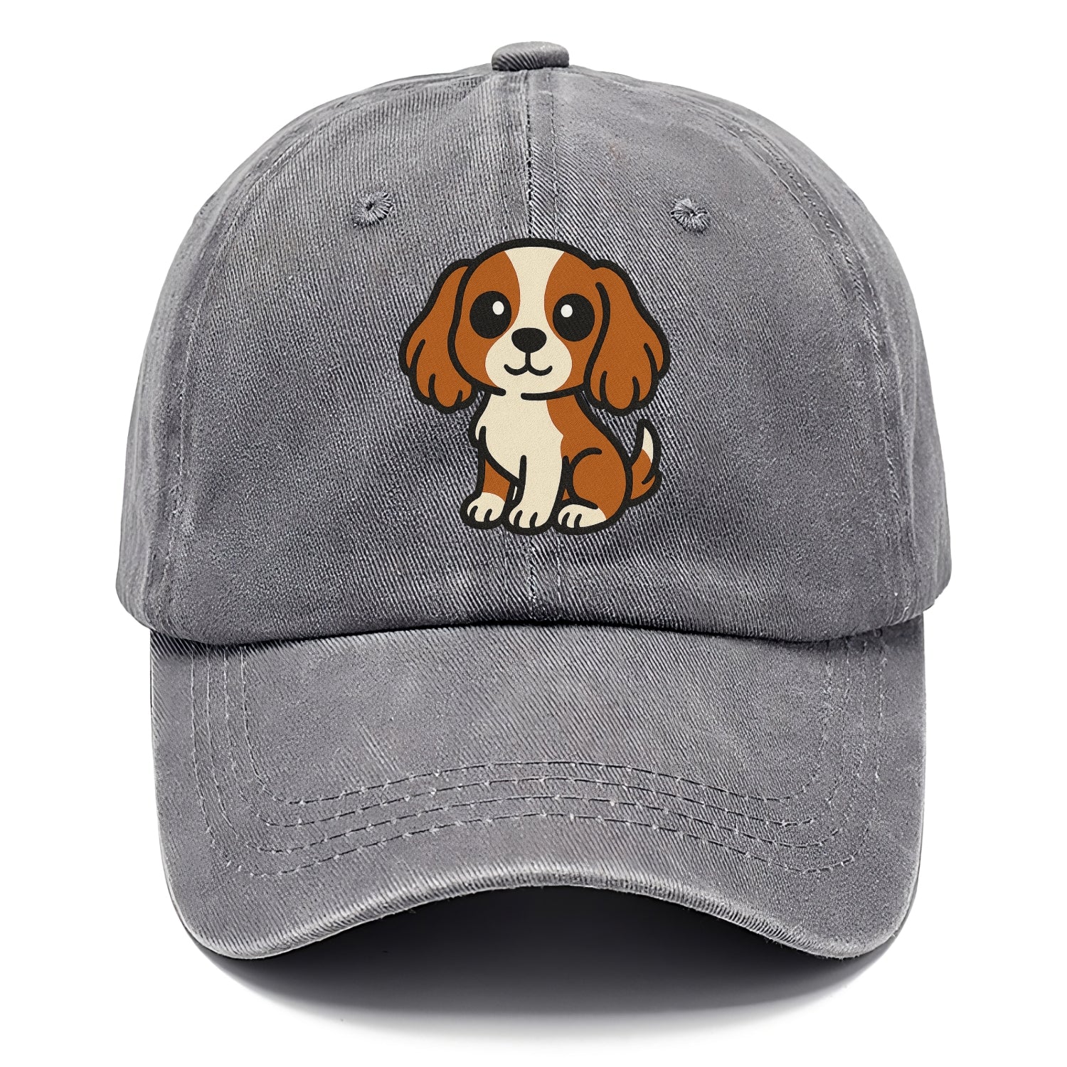 Cavalier King Charles Spaniel Blenheim Colored Sitting Pose Portrait Design Hat