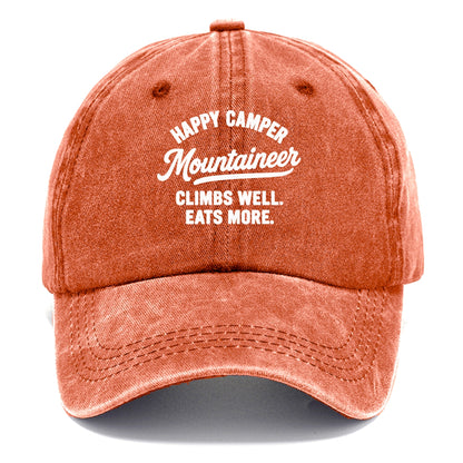 happy camper mountaineer climbing eating Hat