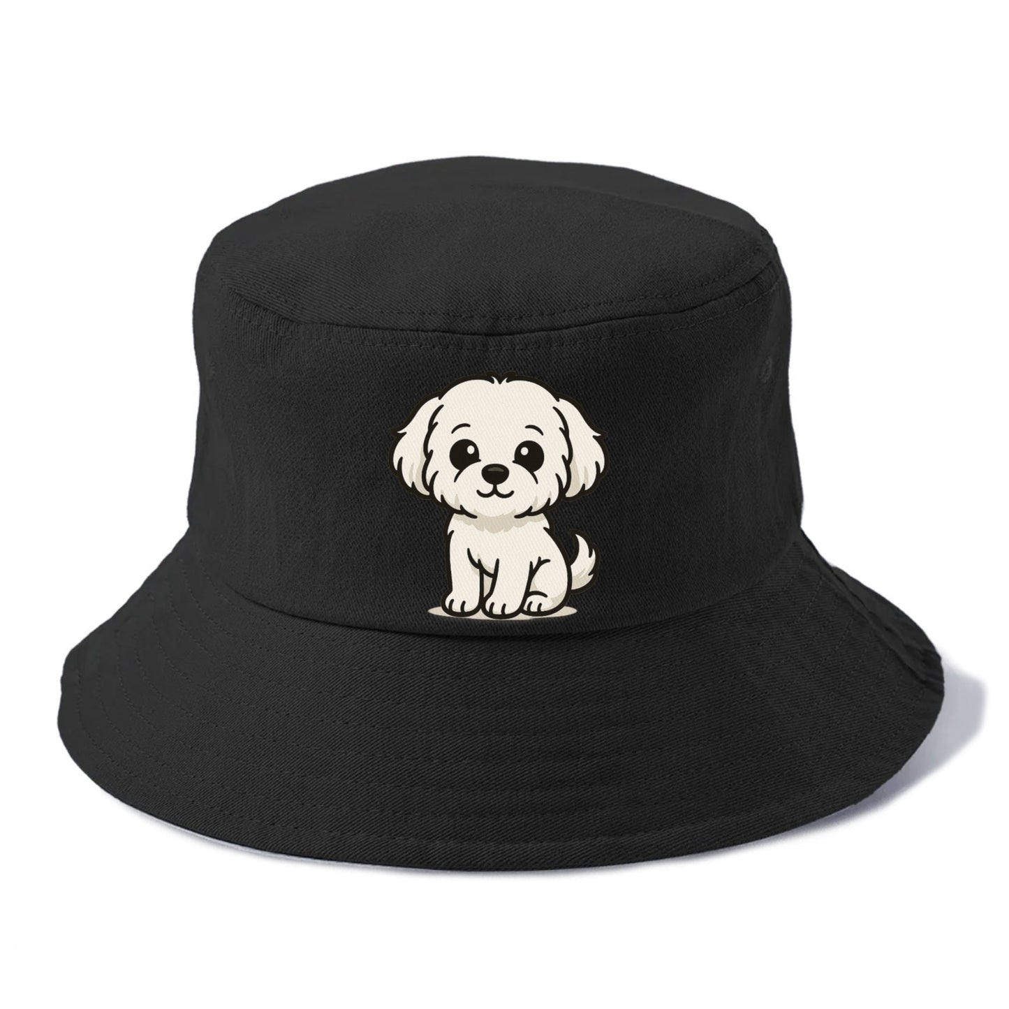 maltese pure white fluffy sitting pose portrait design Hat
