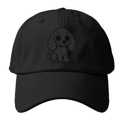 cocker spaniel black sitting pose with long ears portrait design Hat