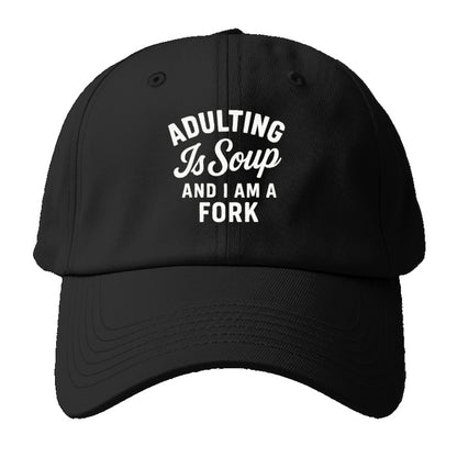 adulting soup and a fork Hat