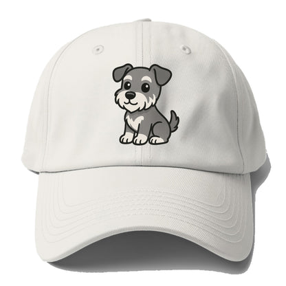 schnoodle gray and white sitting pose portrait design Hat