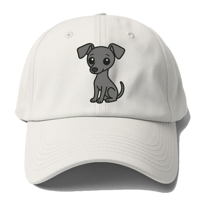 italian greyhound gray sitting pose with thin build portrait design Hat