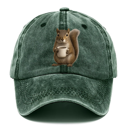 squirrel holding coffee cup art Hat