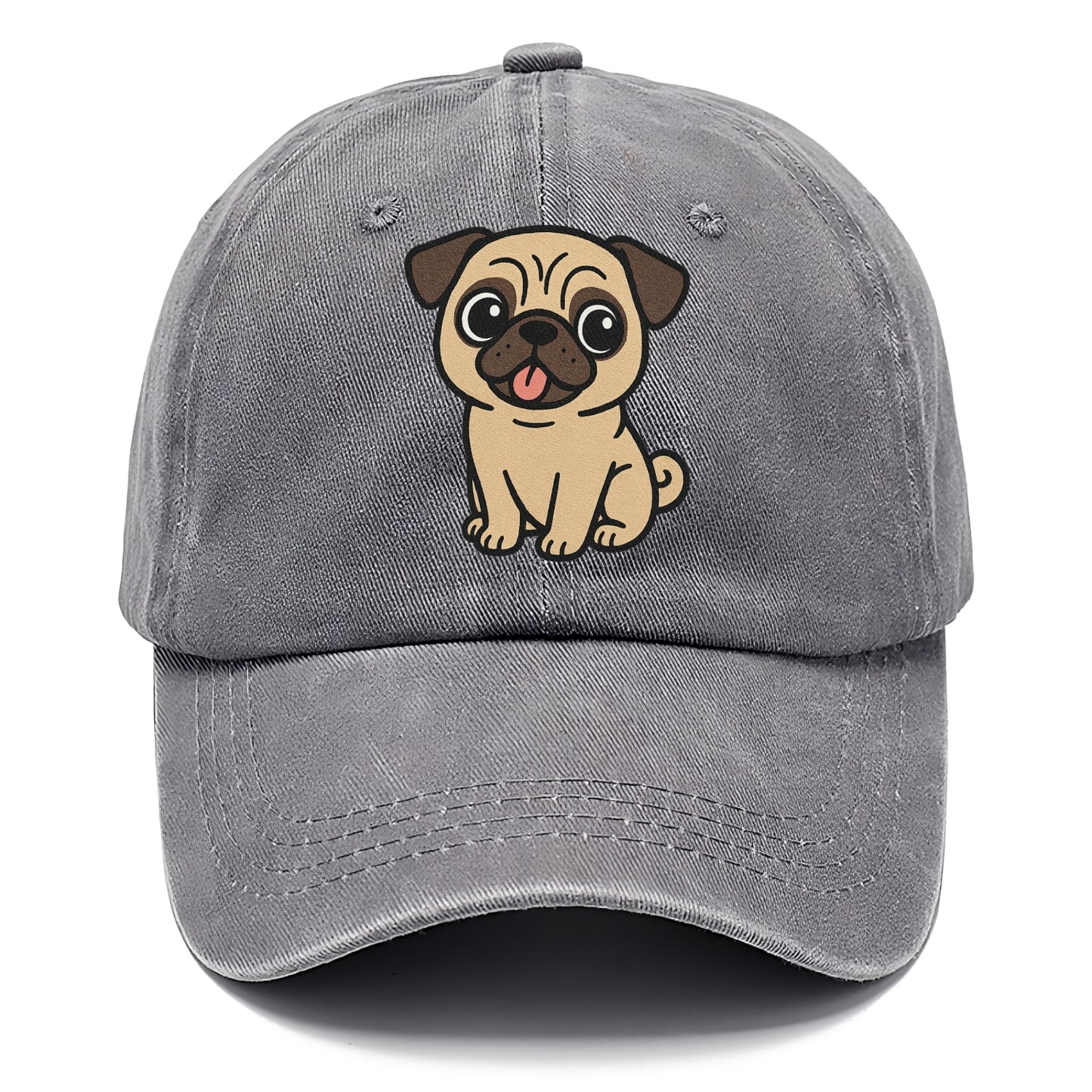 pug tilted head with tongue out portrait design Hat
