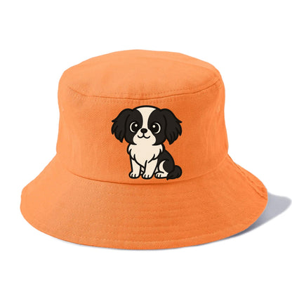 japanese chin black and white sitting pose portrait design Hat