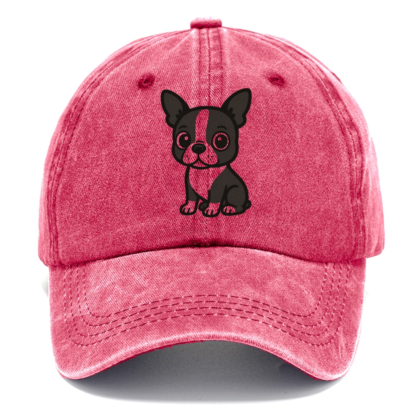 boston terrier black and white sitting pose with tuxedo markings portrait design Hat