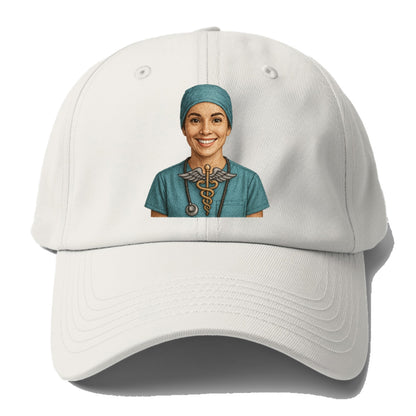 smiling doctor with caduceus art Hat