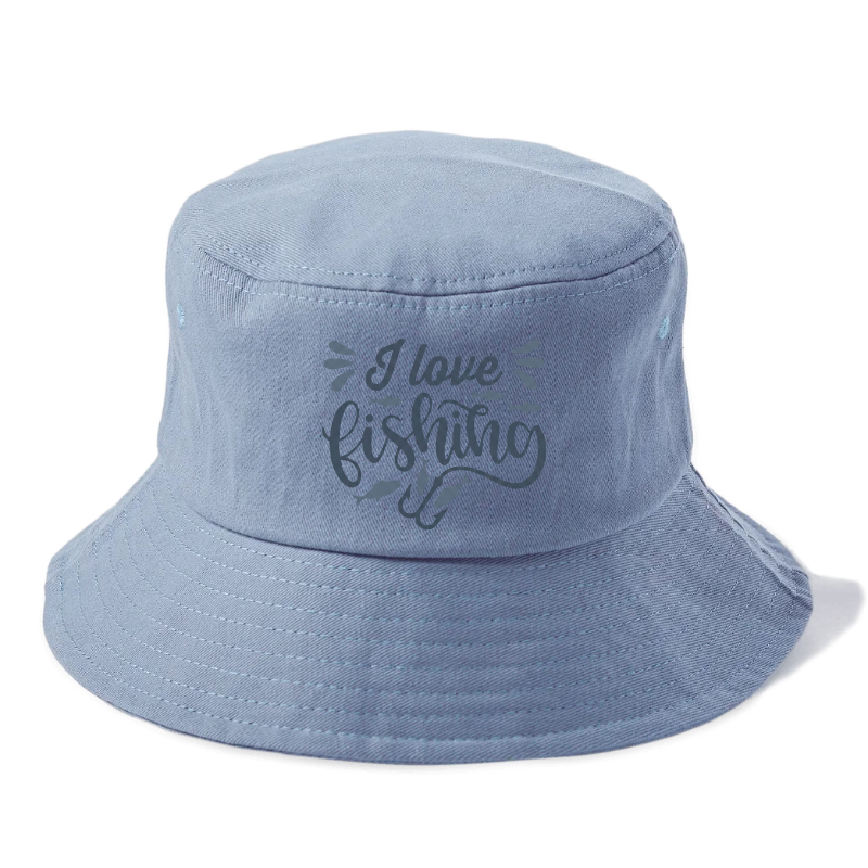 I Love Fishing Solid Color Bucket Hat