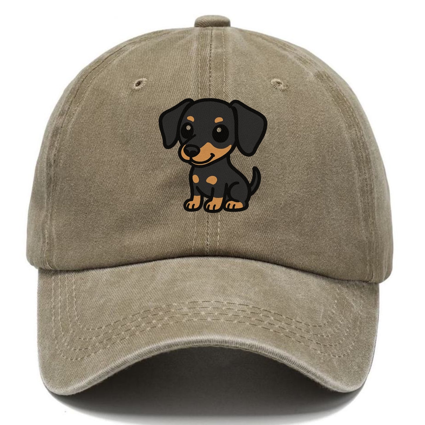 miniature pinscher black and tan sitting pose portrait design Hat