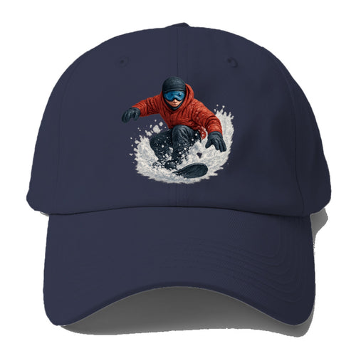 Snowboarder Carving Through Fresh Powder Baseball Cap