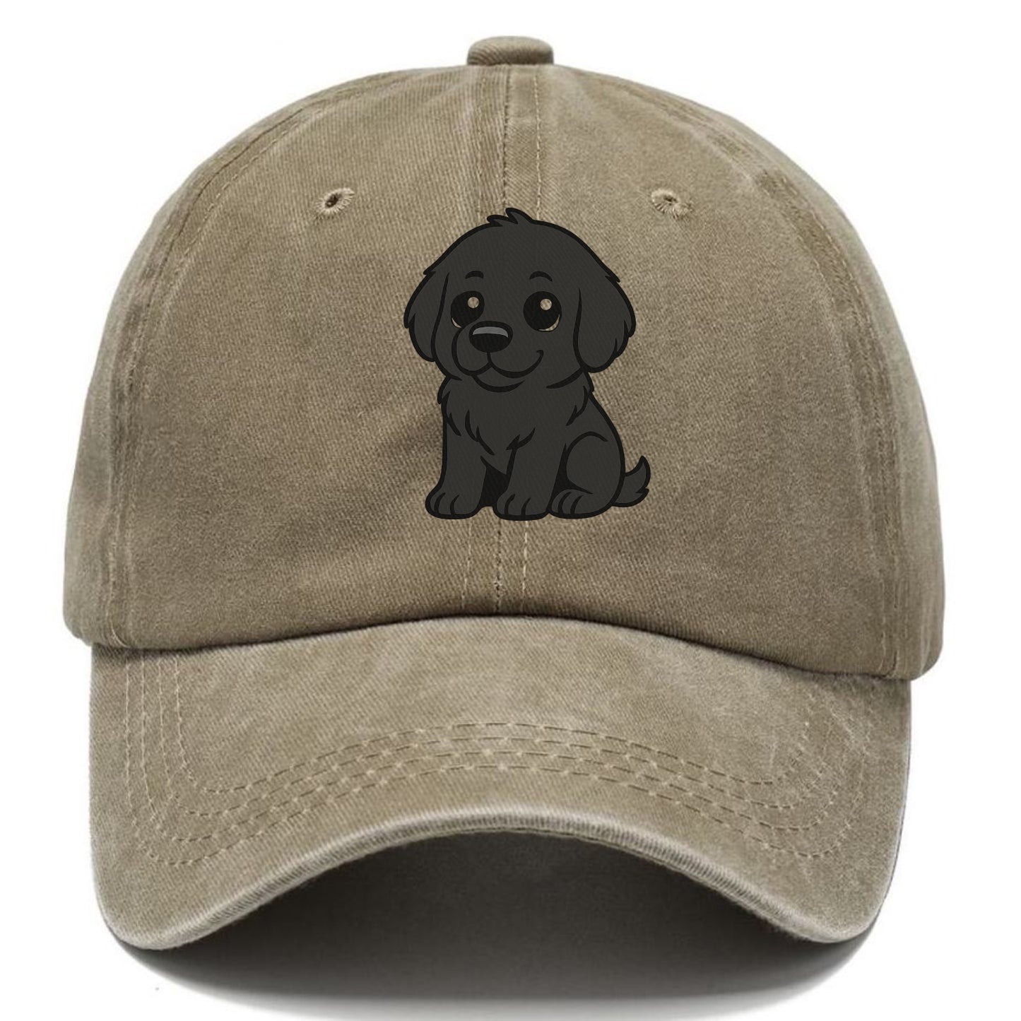 newfoundland black sitting pose with gentle giant expression portrait design Hat