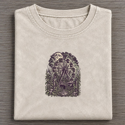 Abandoned Ferris Wheel Midnight Haunt Vintage T-shirt – Off White