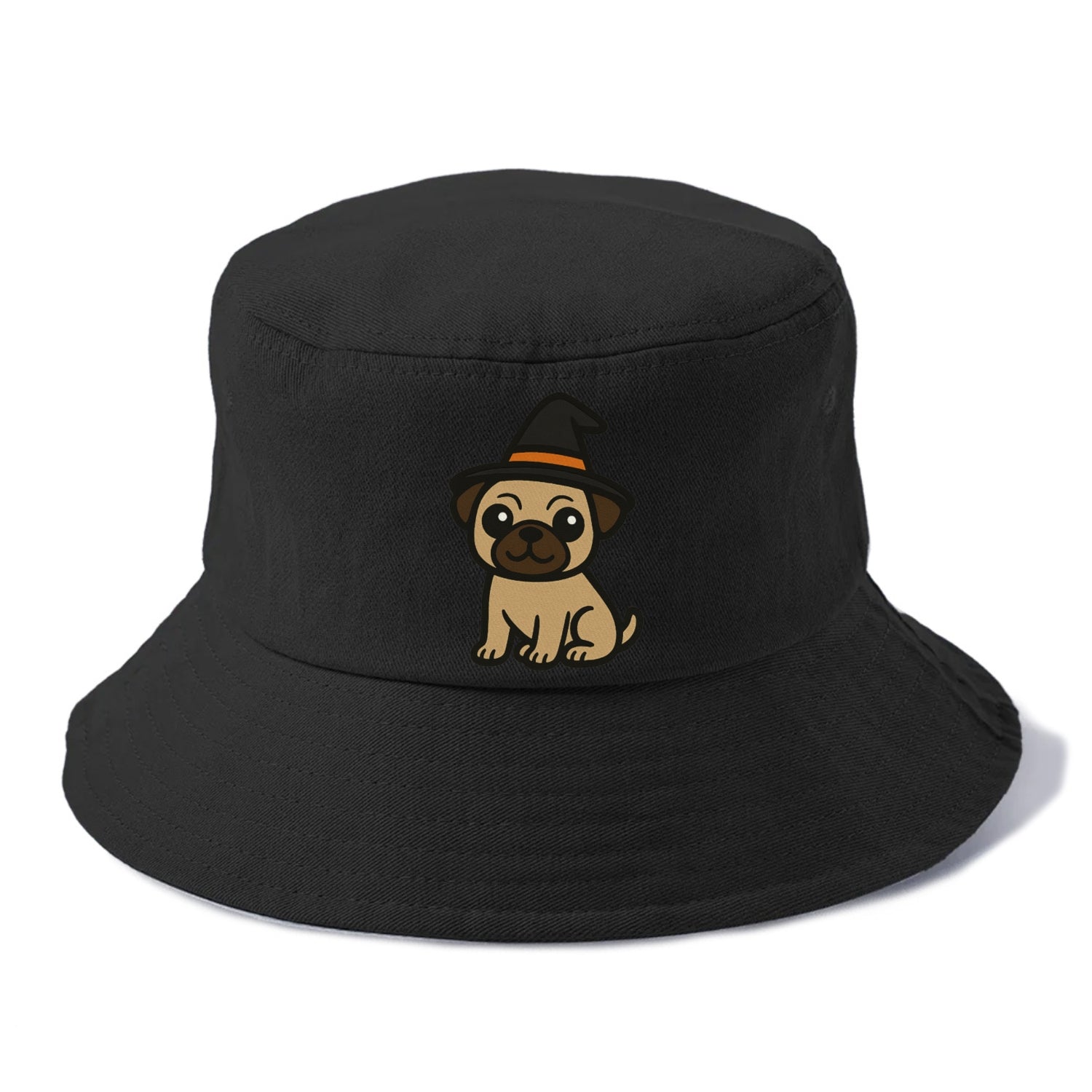 pug wearing witch hat halloween theme portrait design Hat
