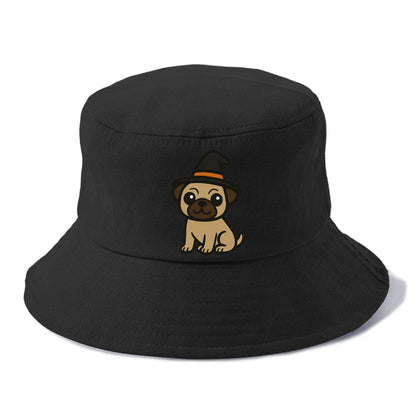 pug wearing witch hat halloween theme portrait design Hat