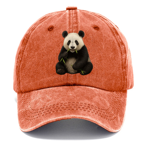Realistic Panda Eating Bamboo Hat Classic Cap