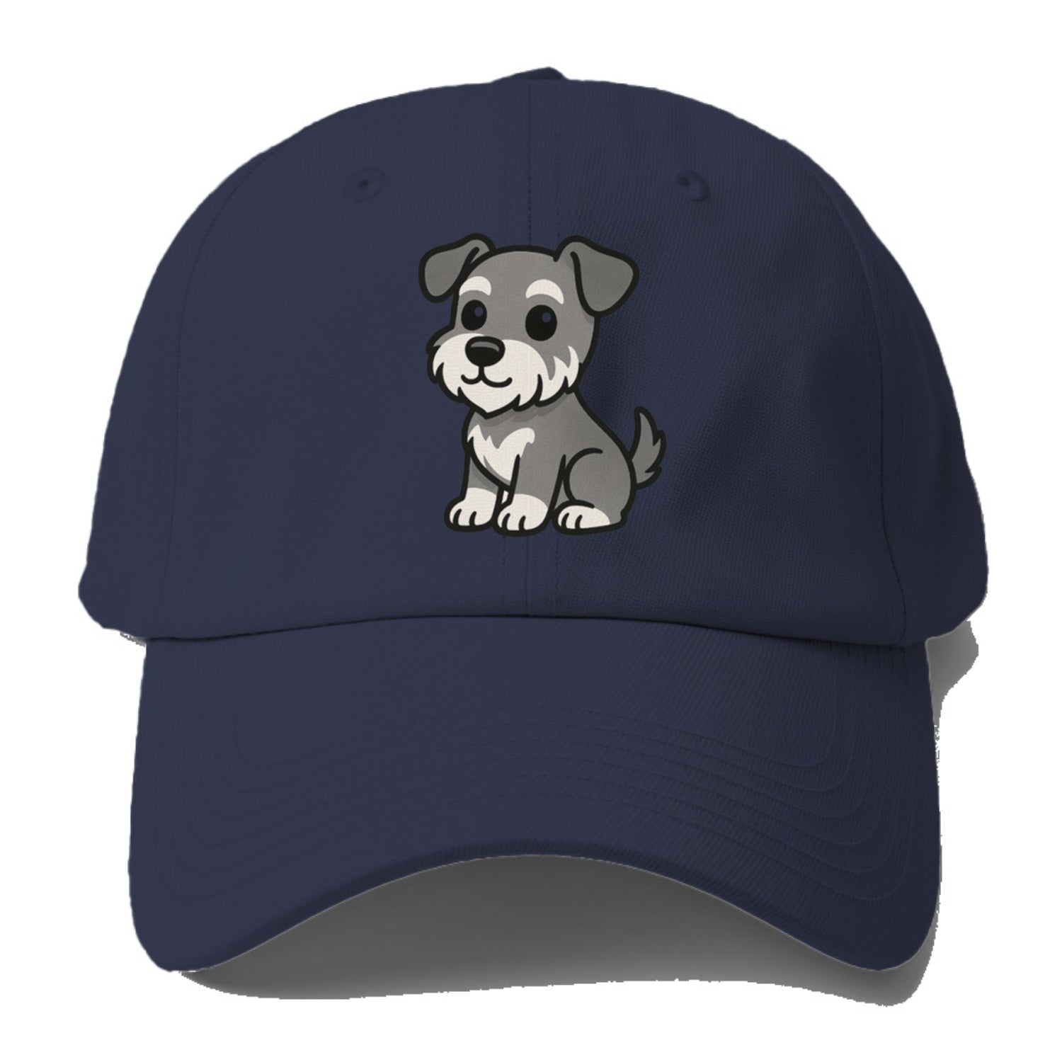 schnoodle gray and white sitting pose portrait design Hat