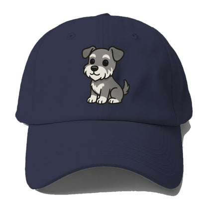 schnoodle gray and white sitting pose portrait design Hat