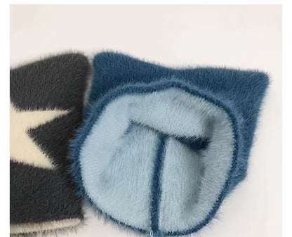 Cozy Star Cat Ear Beanie: Warm Wool Blend Hat for Autumn/Winter Additional Image 10