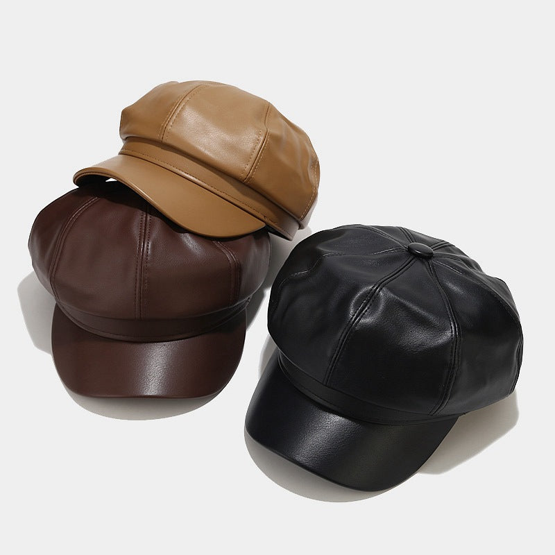 Retro PU Leather Octagonal Cap - Chic British Style Additional Image 10