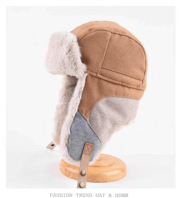 Warm Spliced Lei Feng Hat - Windproof Plush Ear Protection Additional Image 10