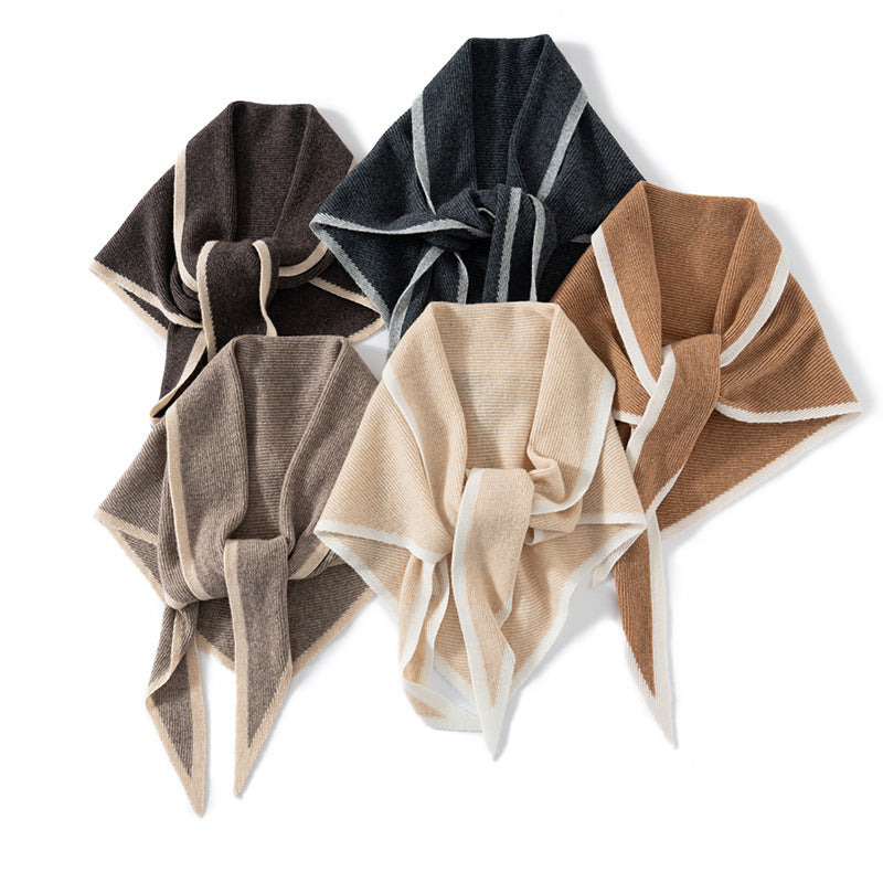 Luxury Cashmere Colorblock Triangle Shawl Additional Image 10