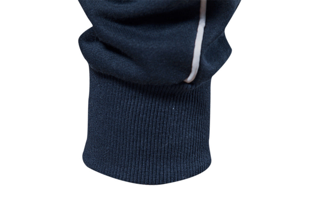 Men's Contrast Zip Stand Collar Sweater Additional Image 10