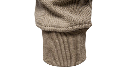 Men's Waffle Knit Baseball Collar Sweatshirt Additional Image 10