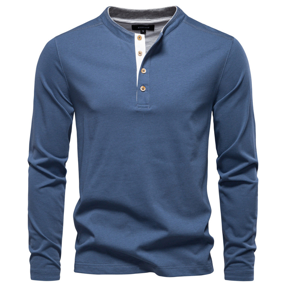 Men's Contrast Henley Long-Sleeve Tee Additional Image 10