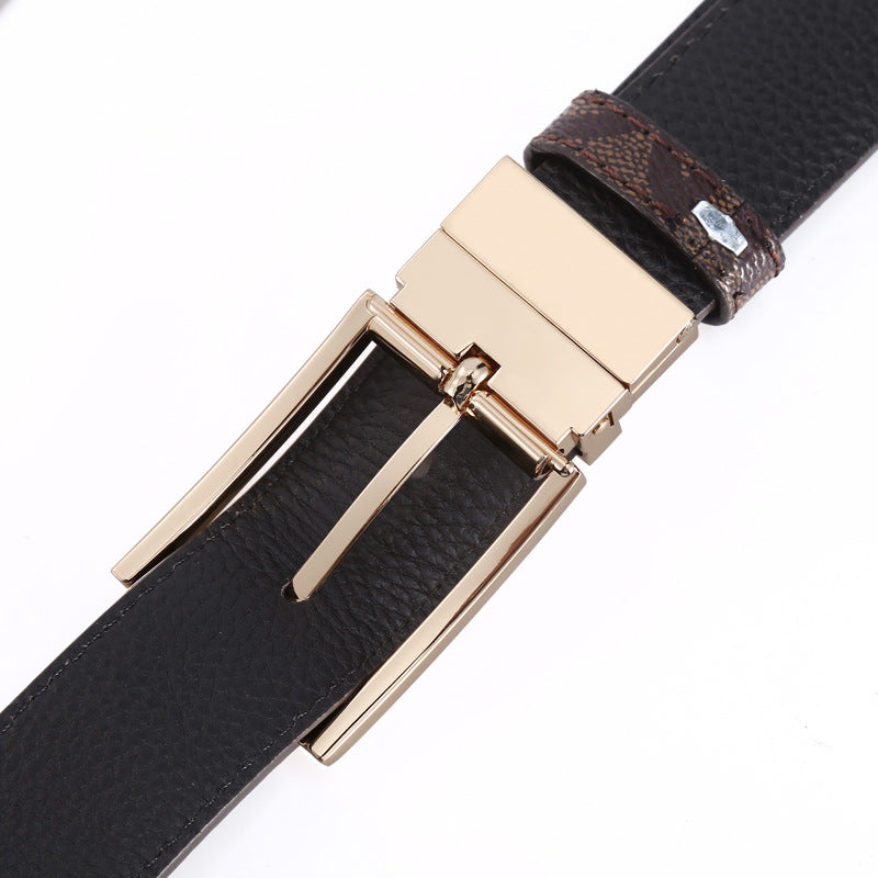 Genuine Leather Rotating Buckle Belt - Business Casual Additional Image 10