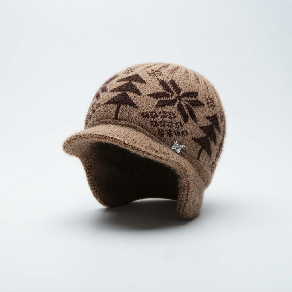 Women's Winter Knit Beanie Hat Korean Style Casual Ear Flap Warm Slouchy Hat Men's Loose Windproof Postpartum Cap — studio product photo on white background