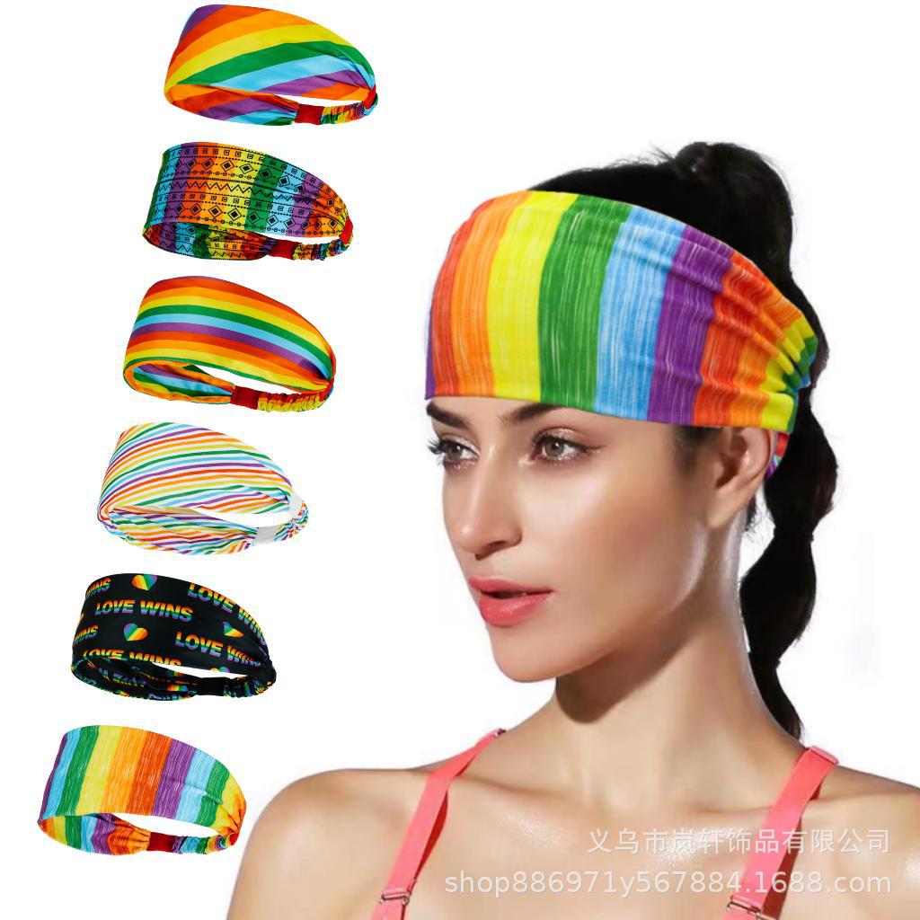Rainbow Sport Headband - Premium Sweat-Wicking Athletic Hair Band for Yoga & Fitness Additional Image 1