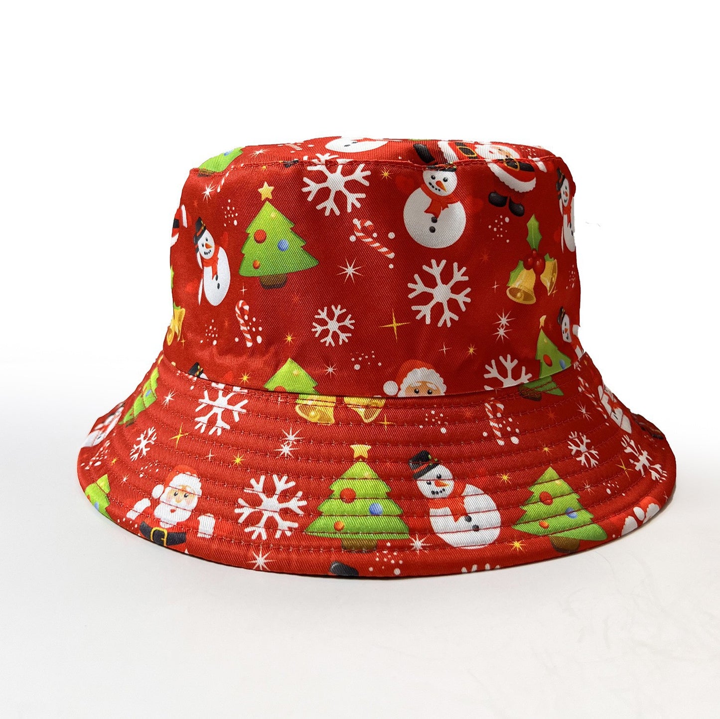 Festive Santa & Snowman Print Bucket Hat for Women Additional Image 1