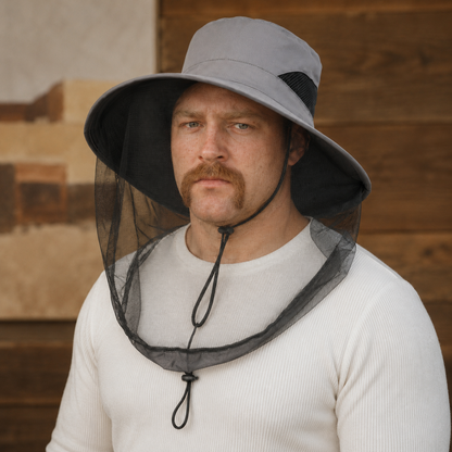 Men's Wide Brim Mosquito Shield Fishing Hat Additional Image 1