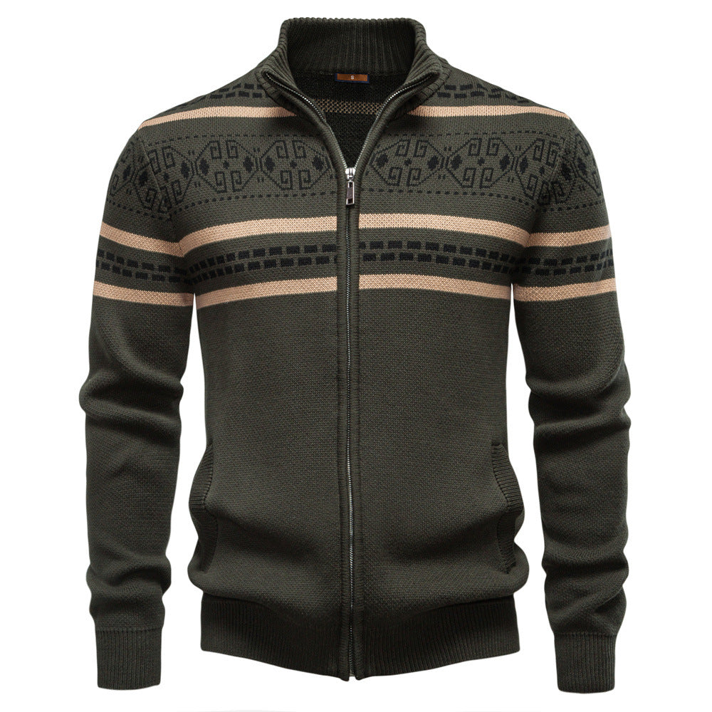 Men's Zipper Knit Cardigan Sweater Additional Image 1