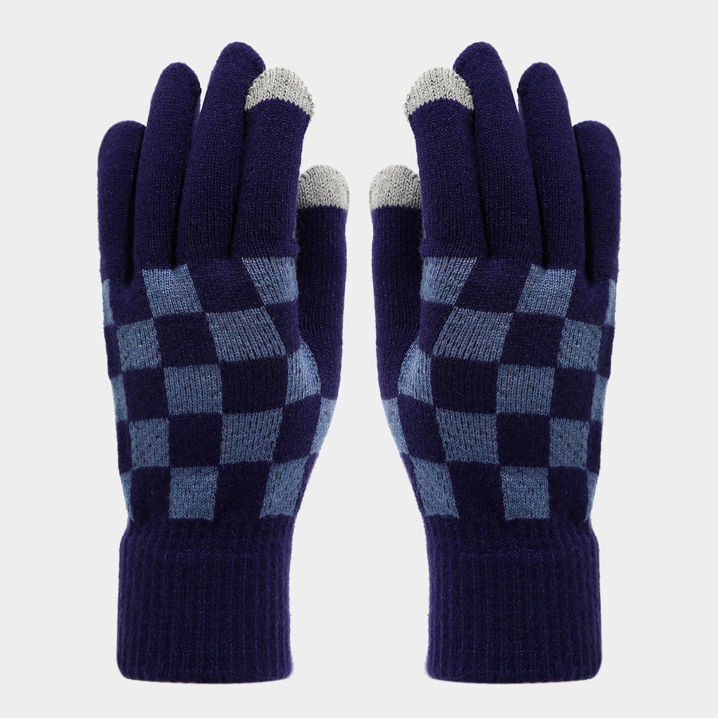 Checkerboard Plaid Knit Hat Scarf & Gloves Set Additional Image 1