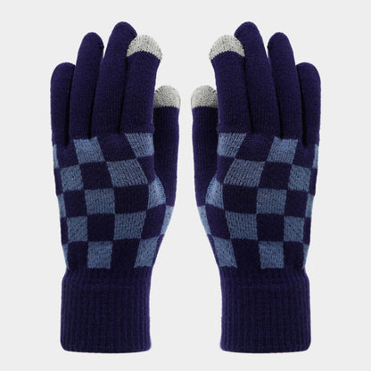 Checkerboard Plaid Knit Hat Scarf & Gloves Set Additional Image 1