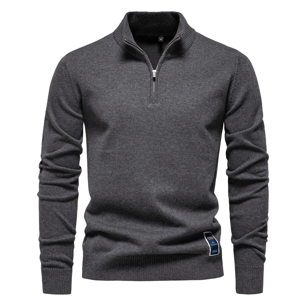 Men's Slim Fit Cotton Half-Zip Sweater Additional Image 1
